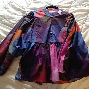 NWT Colorful Oliphant Blouse Size M